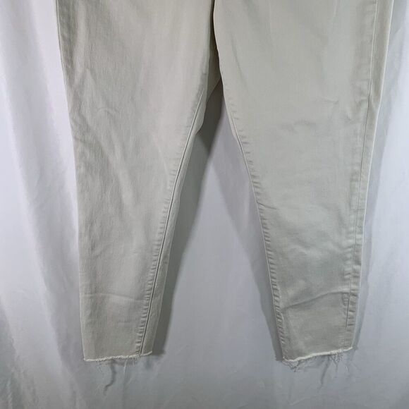Express Skinny Jeans Women's 12R White Denim High Rise Raw Hem Cotton Blend - Picture 4 of 11